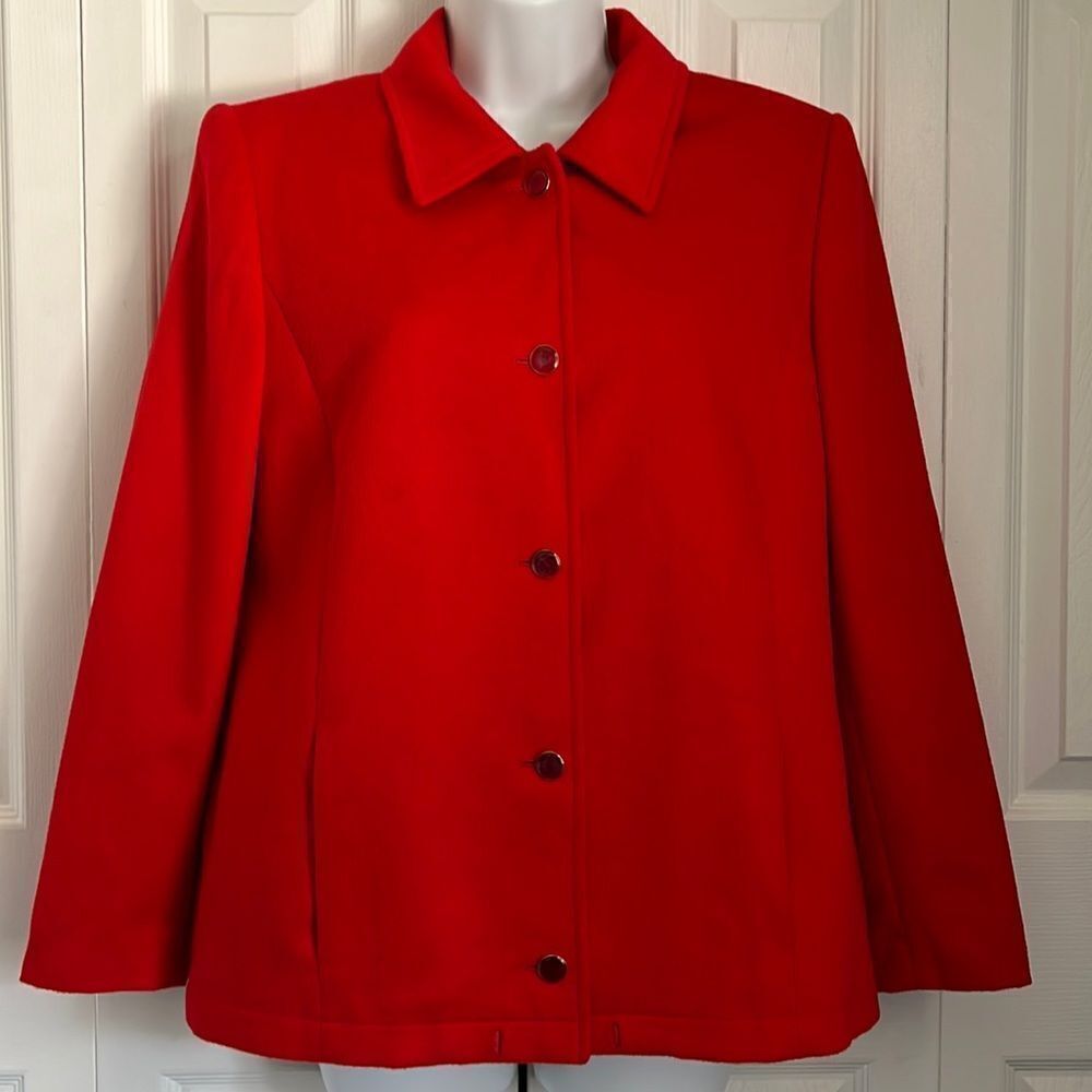 Vintage Escada‎ Red Rabbit Hair / Wool Blend Jacket Size 38 (see measurements)